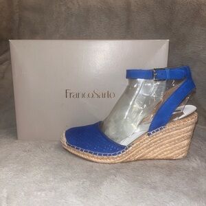 Franco Sarto Royal Blue Espadrille Wedge Sandals